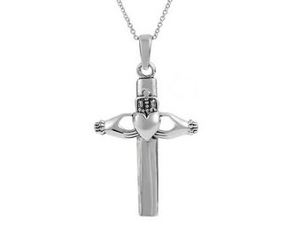 Sterling Silver Claddagh Cross Pendant
