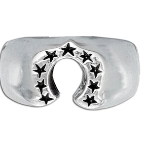 Sterling Silver Genuine Horse Shoe Ring with Stars (R434-2)