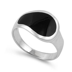 Sterling Silver Black Onyx Womens Ring (R421-BO)