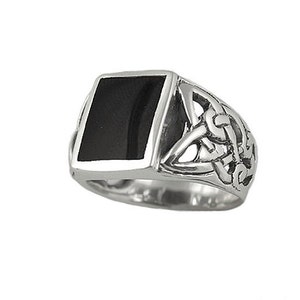Sterling Silver Men&#39;s 10x12mm Black Onyx Celtic Ring (R306-BO)