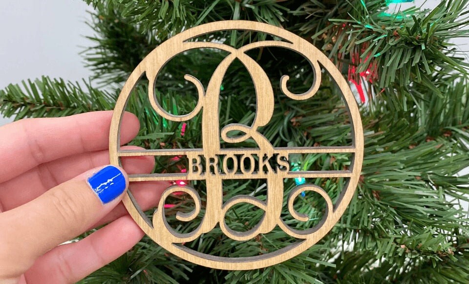 Personalized Laser Cut Wood Family Name Ornaments Name Etsy