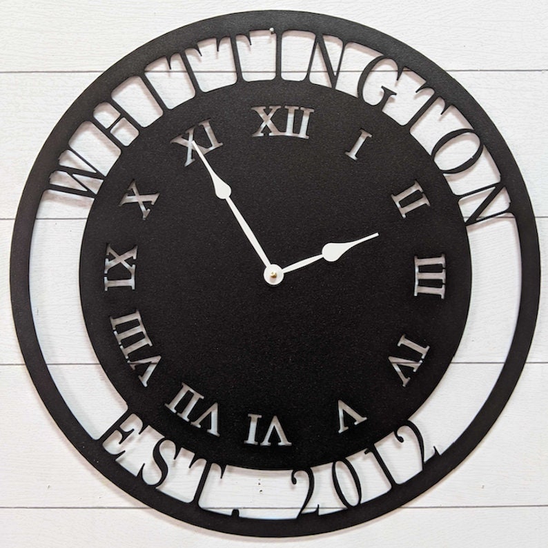 Personalized Metal Clock Family Name Clock Housewarming Etsy UK