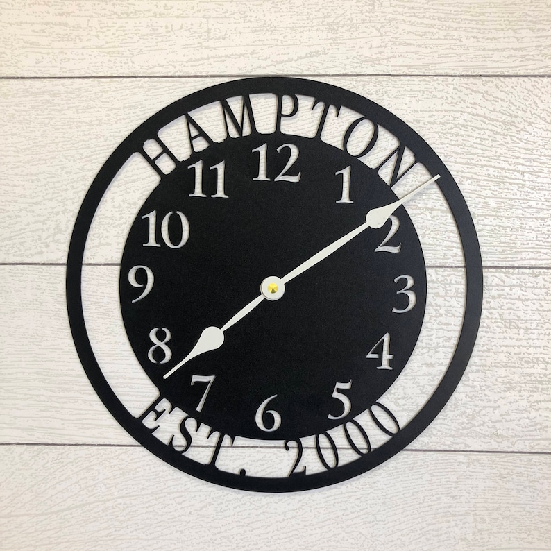 Personalized Metal Clock Family Name Clock Housewarming Etsy