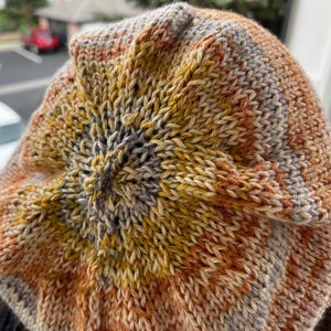 Yellow and Orange Hand Knit Oversize Slouch Beanie with Stretch Brim (Adult Size) | warm winter accessory, knit toque