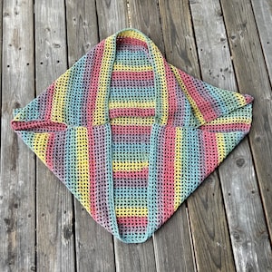 Crocheted Bulky Short Sleeve Cardigan or Shrug in Mesh Striped Pattern | gift for mom, coverup, bonfire coverup, summer clothing