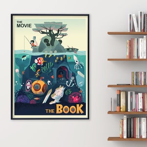 The Movie vs The Book Original Literary Art Print. Fine Art Paper, Laminated, or Framed. Multiple Sizes for Home, Office, or School.