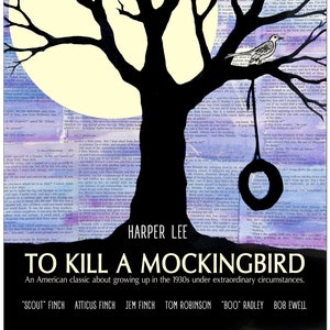 To Kill a Mockingbird Harper Lee Classic Novel Literary Print. Fine Art Paper, Laminated, or Framed. Multiple Sizes Available image 2