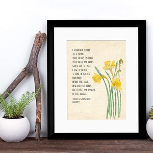Golden Daffodils William Wordsworth Inspirational Literary Quote. Available Fine Art Paper, Laminated or Framed. Multiple Sizes. image 1