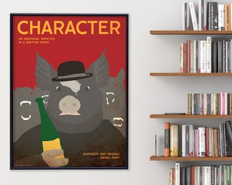 Character Literary Element of a Novel. Educational Classroom Poster featuring Animal Farm by George Orwell. Multiple Sizes.