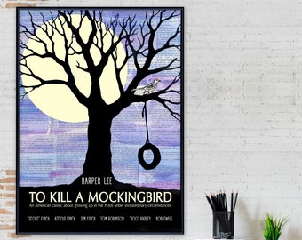 To Kill a Mockingbird - Harper Lee - Classic Novel Literary Print. Fine Art Paper, Laminated, or Framed. Multiple Sizes Available