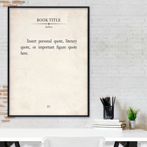 Custom Quote Vintage Book Page Style Print. Fine Art Paper, Laminated, or Framed. Multiple Sizes for Home, Office, or School