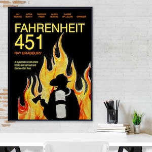 Fahrenheit 451 - Ray Bradbury - Impresión literaria de novela clásica. Papel de bellas artes, laminado o enmarcado. Varios tamaños disponibles