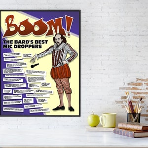 Shakespeare Insults Literary Fine Art Print. English Literature Poster. Available Art Paper or Laminated.