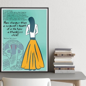 Lámina artística con cita literaria de Shakespeare El rey Lear. Póster educativo para el aula. Sencillo, laminado o enmarcado. Varios tamaños