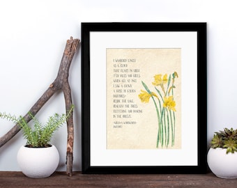 Golden Daffodils William Wordsworth Inspirational Literary Quote. Available Fine Art Paper, Laminated or Framed. Multiple Sizes.