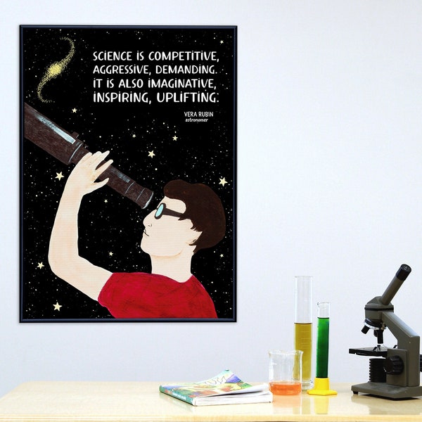 Vera Rubin Women in Science Astronomy STEM Art Print. Matte Paper, Laminated or Framed. Multiple Sizes