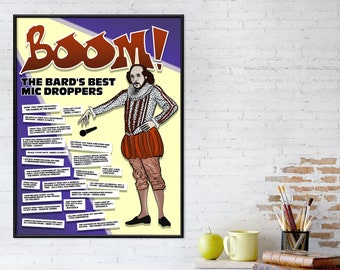 Shakespeare Insults Literary Fine Art Print. English Literature Poster. Available Art Paper or Laminated.