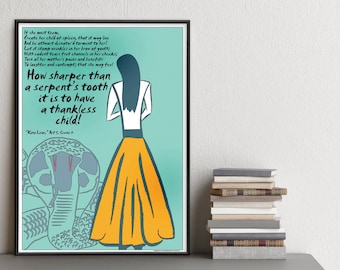 Shakespeare King Lear. Literary Quote Art Print.  Educational Classroom Poster.  Plain, Laminated or Framed. Multiple Sizes