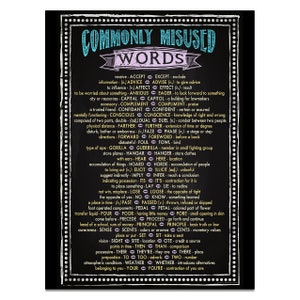 Commonly Misused Words Literary Art Poster DIGITAL DOWNLOAD