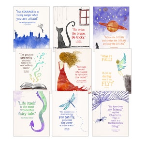 Children's Literature Inspirational Quote Print Set. Discount Classroom Bundle. Multiple Sizes and Styles Available.