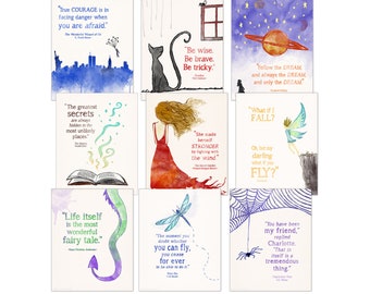 Conjunto de impresión de citas inspiradoras de literatura infantil. Paquete de aula con descuento. Varios tamaños y estilos disponibles.