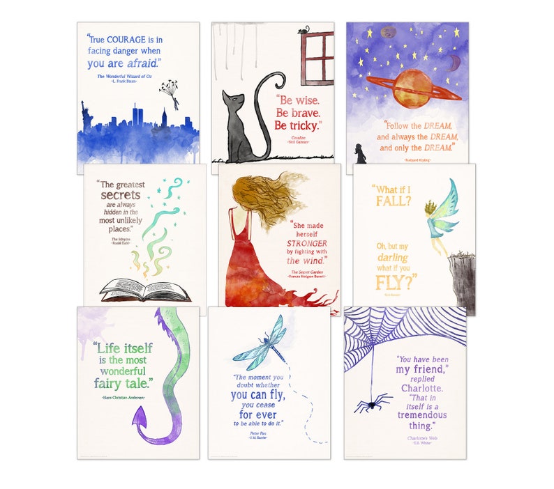 Children's Literature Inspirational Quote Print Set. Discount Classroom ...