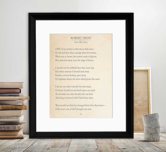Robert Frost Into My Own Book Page Style Literary Quote Print. | Etsy