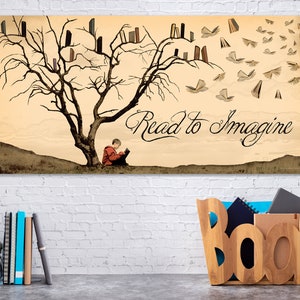 Leer para imaginar. Grabado de Arte Literario. Lectura de póster motivacional. Disponible Papel Mate Pesado o Laminado.