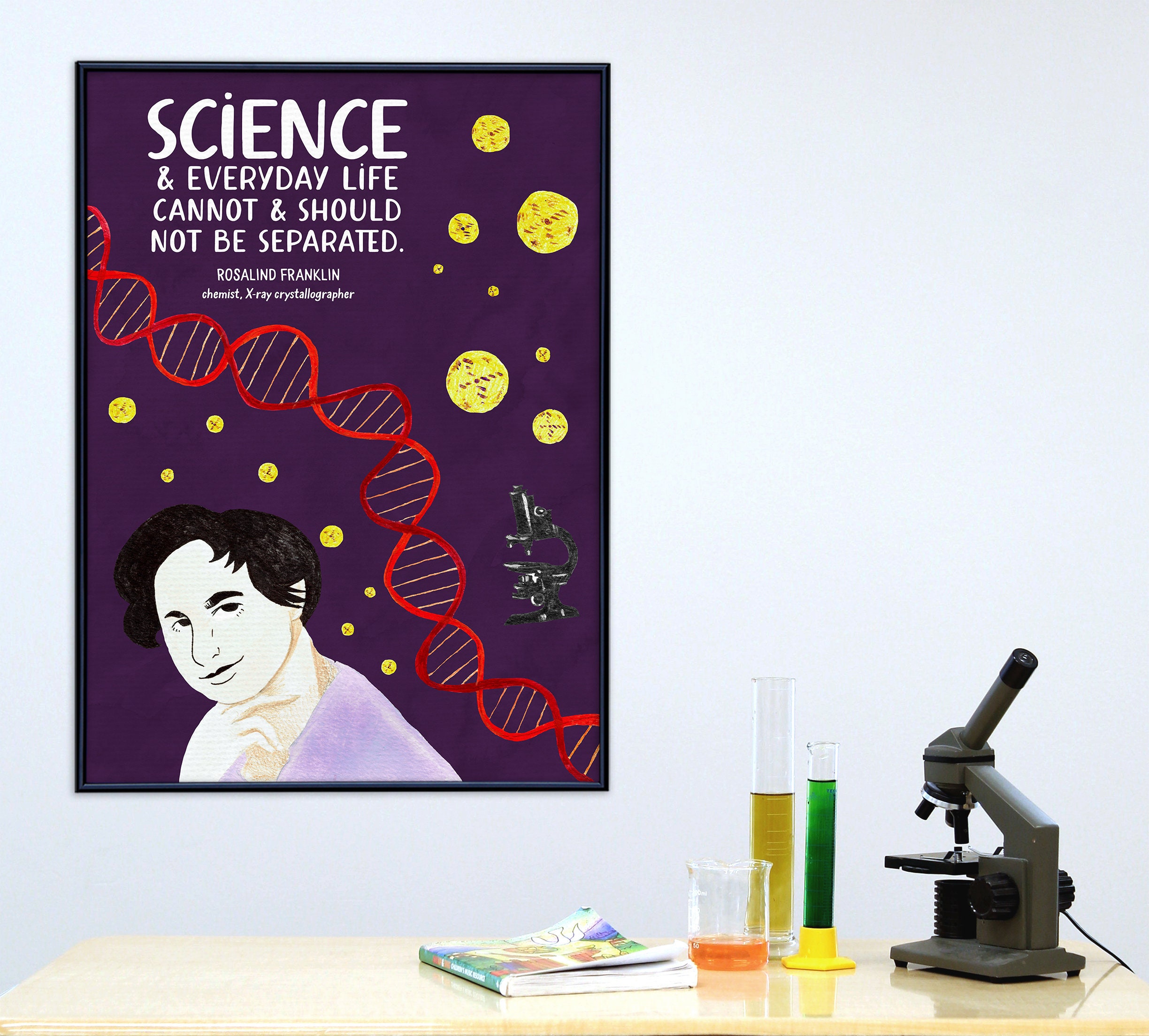Rosalind Franklin Women in Science STEM/STEAM Art Print. Matte Paper, Laminated or Framed. Multiple Sizes