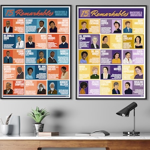 Inventores e innovadores, STEM/STEAM, mujeres inspiradoras y personas de color, juego de 2 carteles de bellas artes