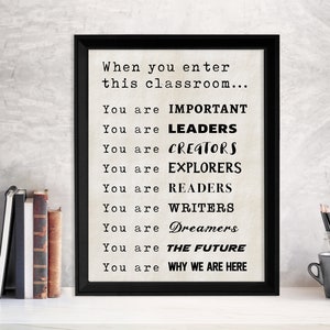 Cuando ingrese a este aula, imprima. Afiche inspirador y motivacional. Papel Fine Art, laminado o enmarcado. Varios tamaños disponibles