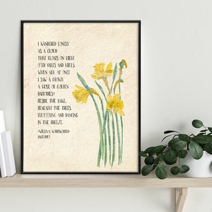 Golden Daffodils William Wordsworth Inspirational Literary Quote. Available Fine Art Paper, Laminated or Framed. Multiple Sizes. image 3