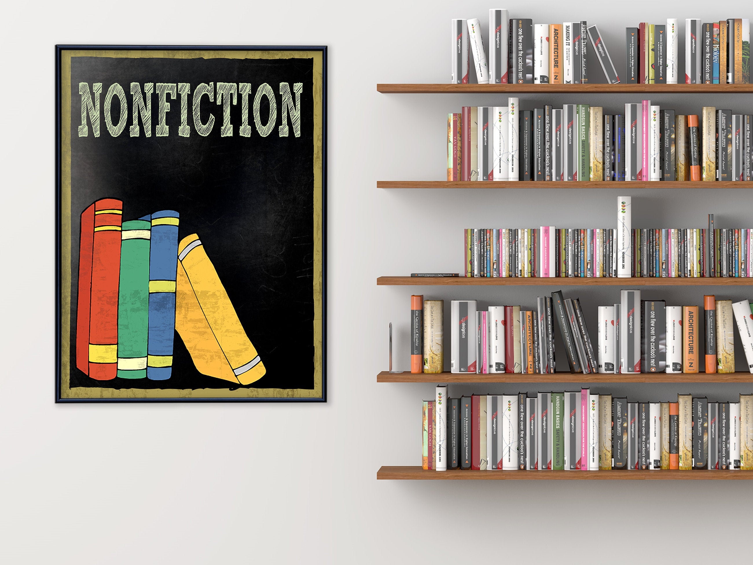 Nonfiction Books Customizable Library Print. Choose Fine Art Paper