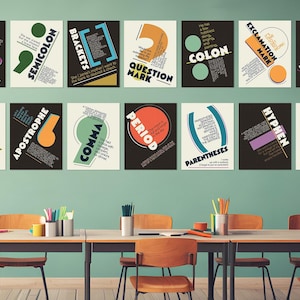Paquete de 14 carteles de puntuación retro para el aula