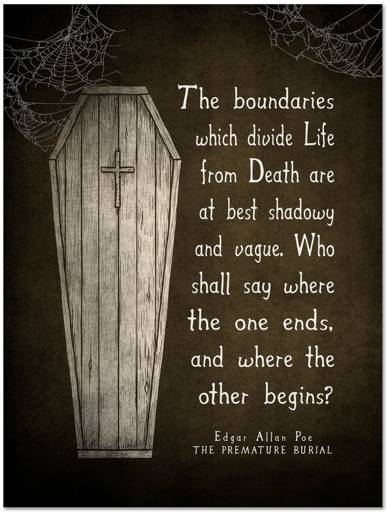 Edgar Allan Poe Premature Burial Literary Quote Print. Vintage Etsy