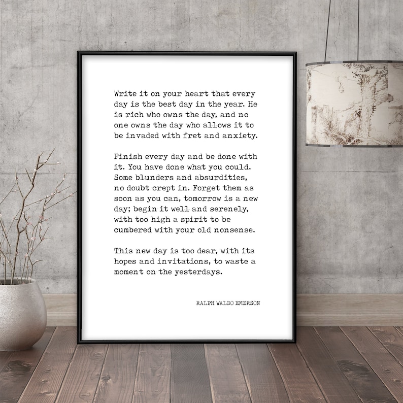 Ralph Waldo Emerson Write It on Your Heart Quote Print. Fine Art Paper ...