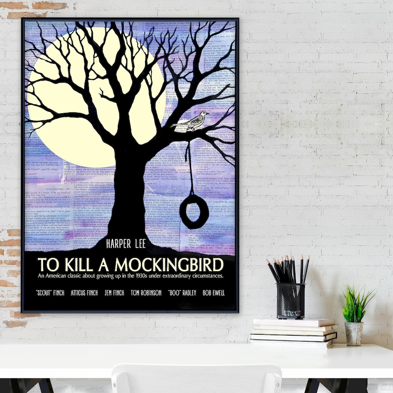 To Kill a Mockingbird Harper Lee Classic Novel Literary Print. Fine Art Paper, Laminated, or Framed. Multiple Sizes Available 18 x 24 Framed inches