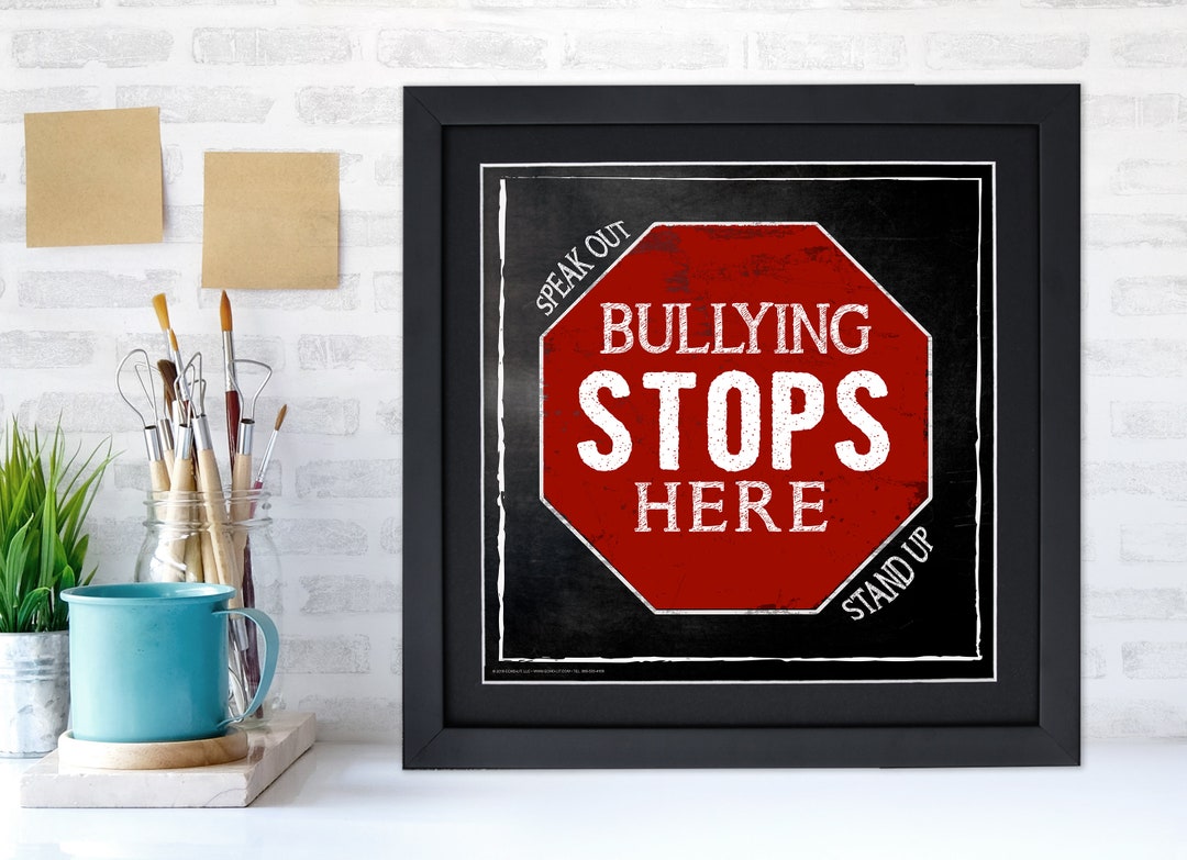 Bulling Stops Here Inspirational Quote Poster. Chalkboard Style ...