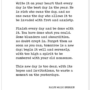 Ralph Waldo Emerson Write It on Your Heart Quote Print. Fine Art Paper ...