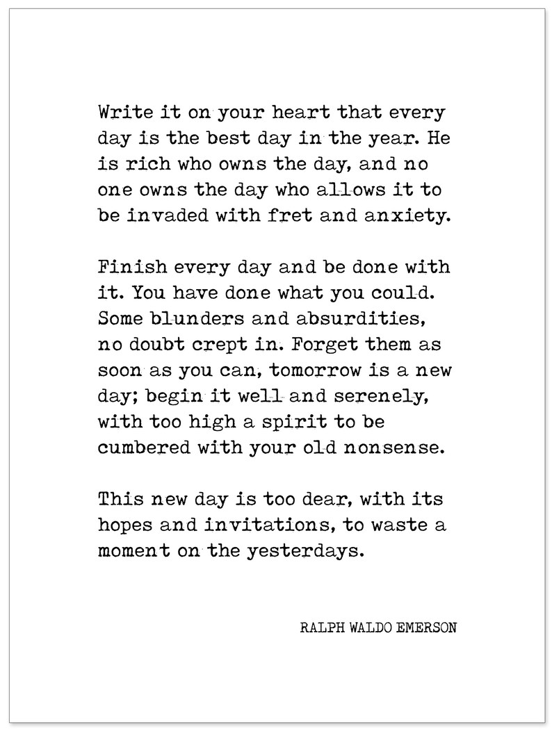 Ralph Waldo Emerson Write It on Your Heart Quote Print. Fine Art Paper ...