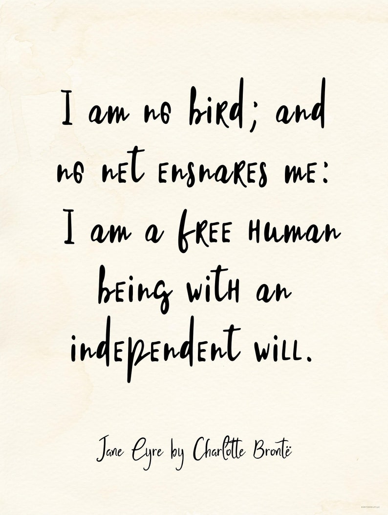 Jane Eyre Independent Will Vintage Style Inspirational Quote Etsy Canada