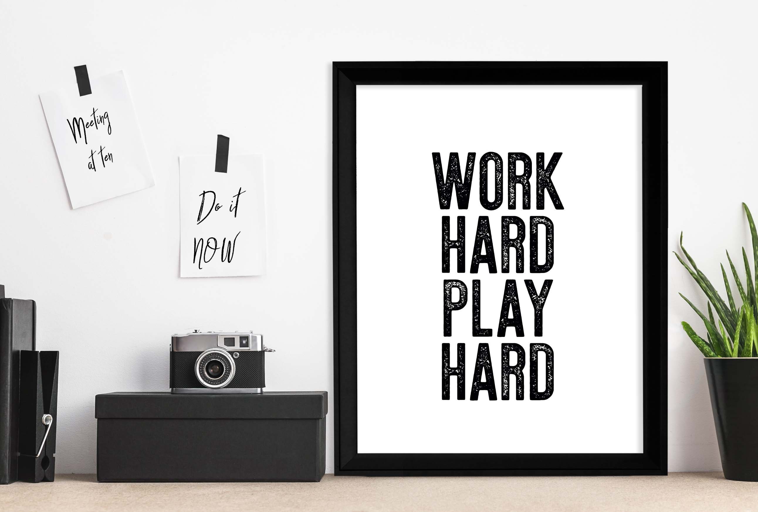 Video Games Work Hard Play Harder Gamer Poster