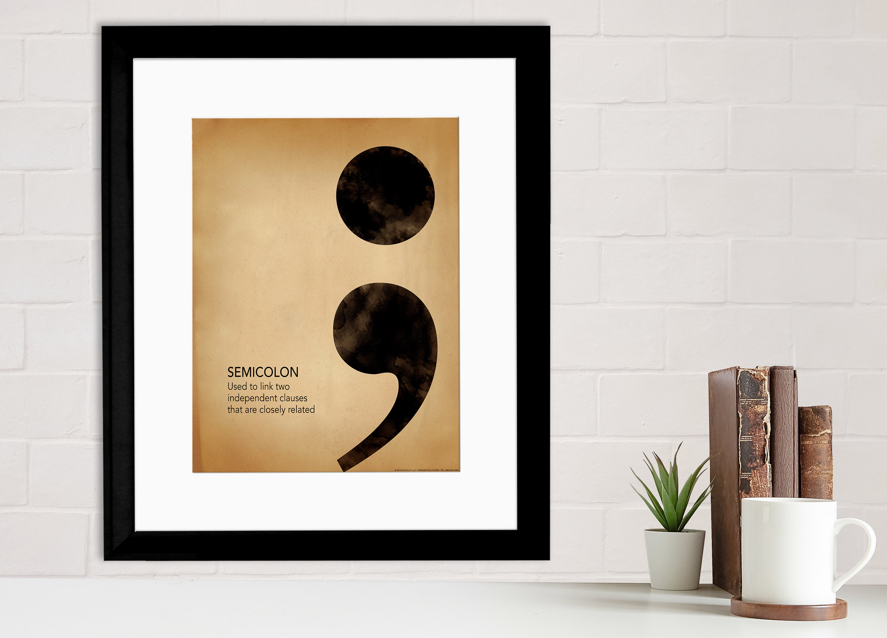 Semicolon, Writing, Punctuation and Grammar Art Print. Fine Art Paper ...