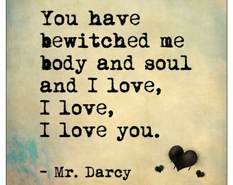 Mr. Darcy Bewitched Literary Quote Poster DIGITAL DOWNLOAD