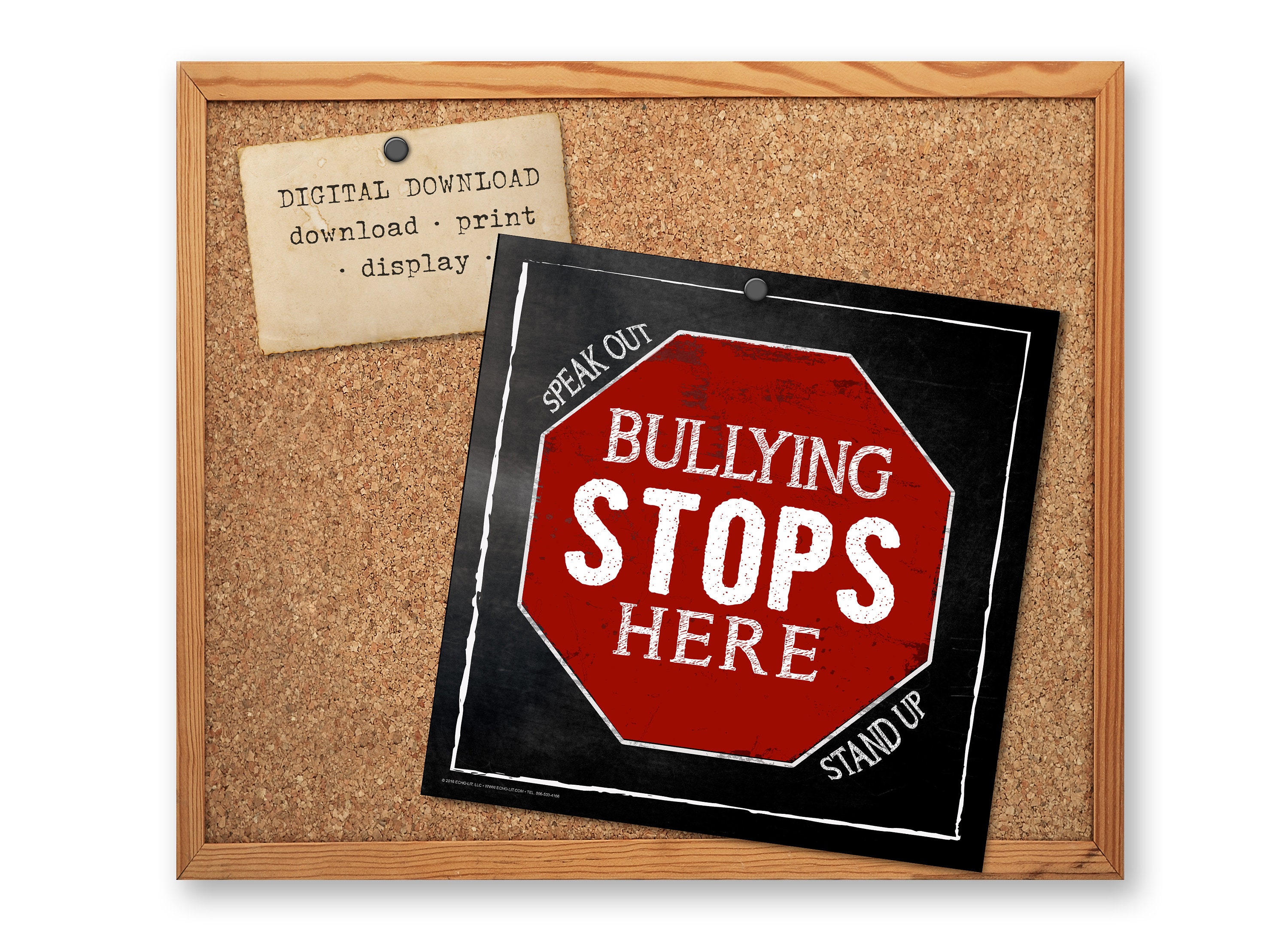 Bullying Stops Here Motivational Chalkboard Quote Poster DIGITAL.