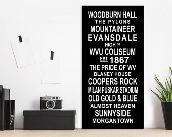 WVU Mountaineer Subway Sign. Fine Art Print. Multiple Sizes Available for Home, Office, or School.