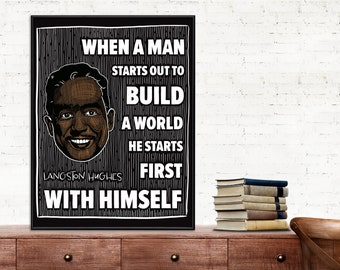 Build a World Langston Hughes Quote Art Print. Matte Paper, Laminated or Framed. Multiple Sizes