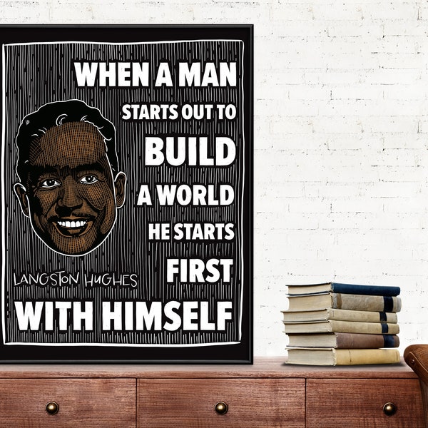 Build a World Langston Hughes Quote Art Print. Matte Paper, Laminated or Framed. Multiple Sizes