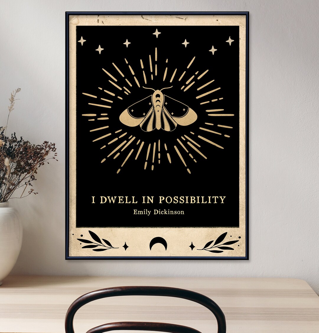 Emily Dickinson Dwell in Possibility Literary Quote. Vintage Style ...