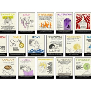 Paquete de 16 carteles de herramientas literarias para el salón de clases